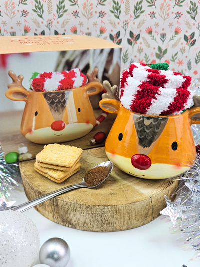 Christmas Reindeer Mug & Socks Gift set