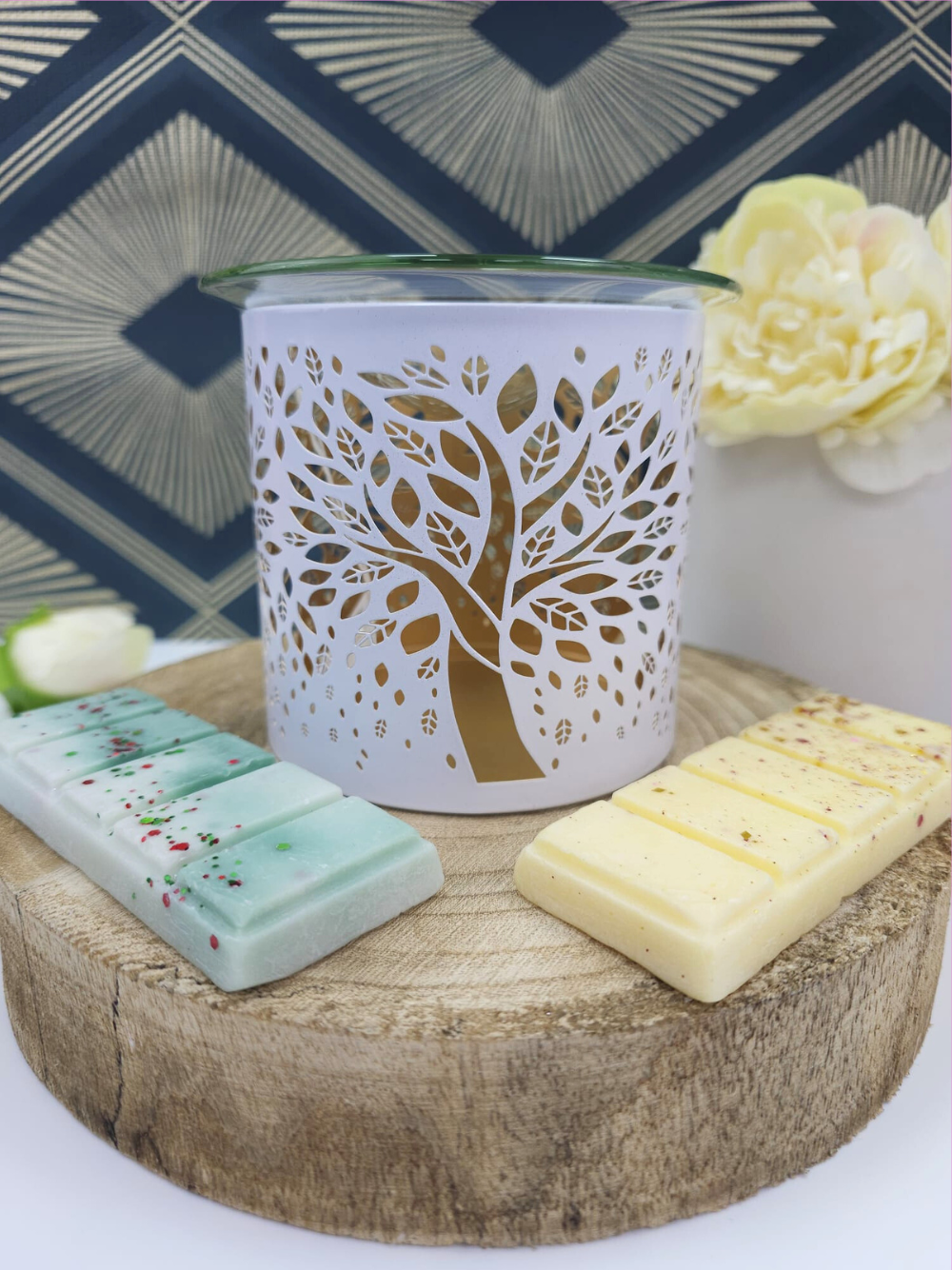 Tree Of Life White Tealight Burner