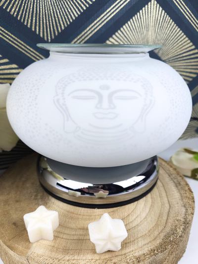 White Oval Satin Buddha Electric Burner