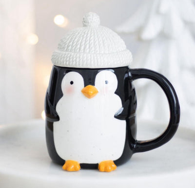 Penguin Shaped Lidded Mug